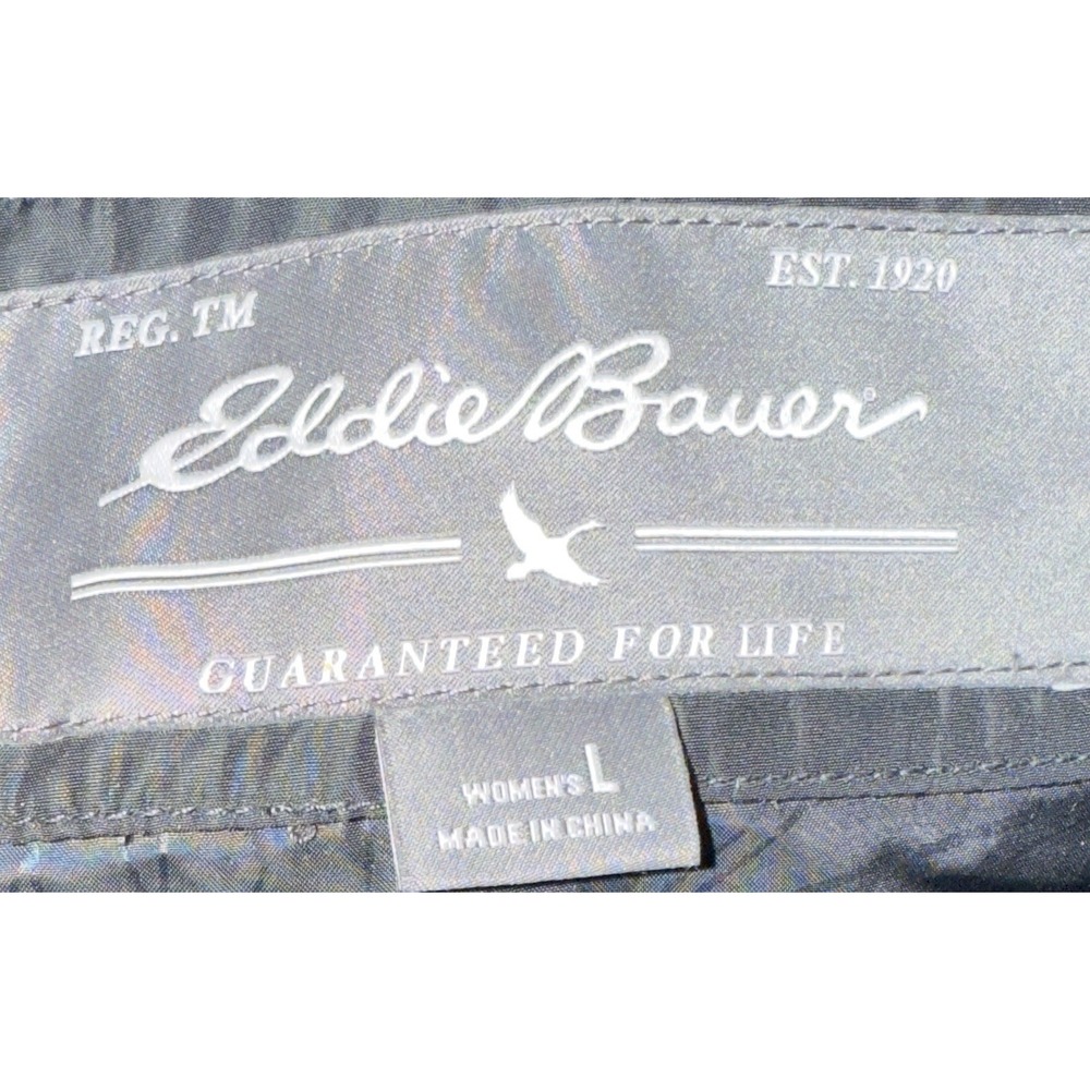 Eddie Bauer Women's Real Down-fill Parka Long Puffer Coat Faux Fur Hood‎ Black L - Picture 7 of 10